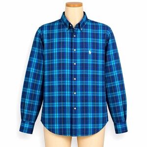 Vintage 90's Blue Plaid Button Down Shirt Mens Large Knights Of Round Table